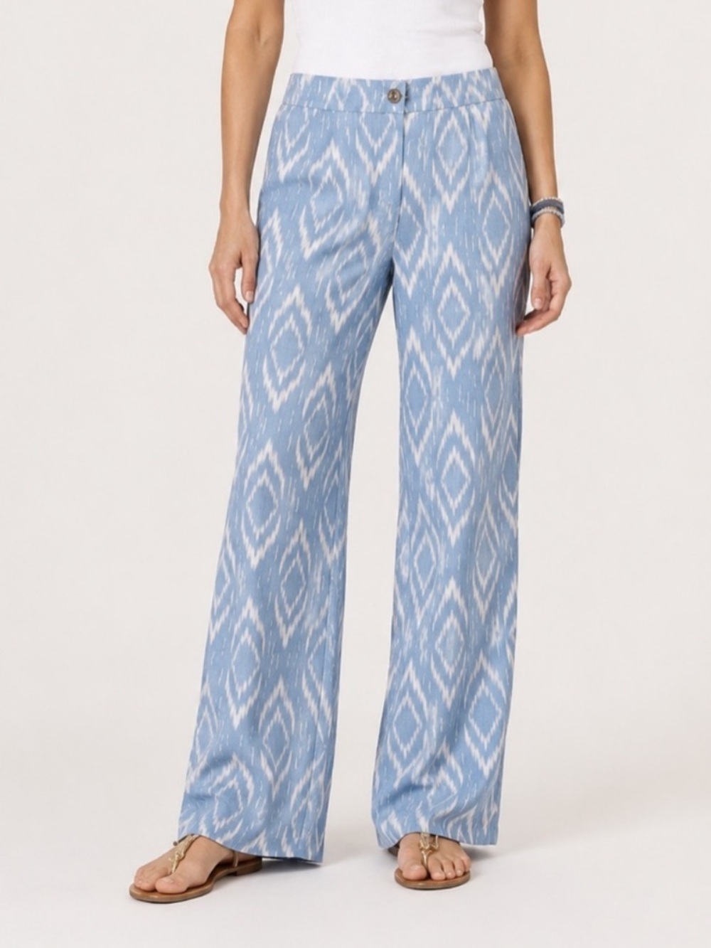 Chico's Wide Leg Linen Pants Coastal Resort Boho Size 0.5 US 6 Small